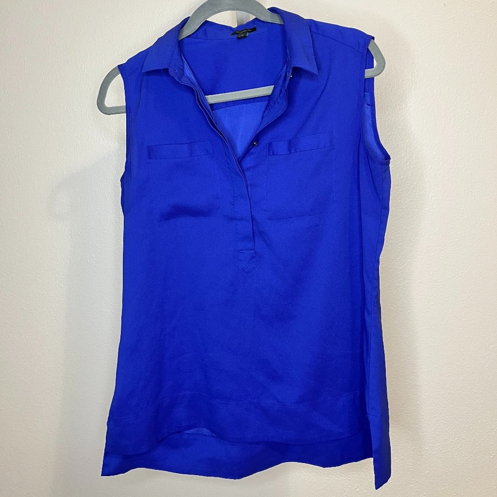 Ann Taylor Blue Sleeveless Top, Size Small